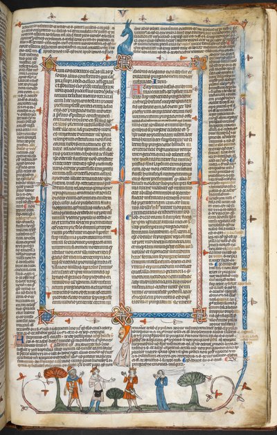 Royal MS 10 IV f.294r Keskiaikaiset hahmot ja reunakoristeet, kuvitus Smithfield Decretalsista (vellum) tekijältä English School