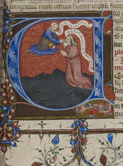 Royal MS 1 E IX, f.193 Jeremia Jumalan innoittamana (vellum) tekijältä English School