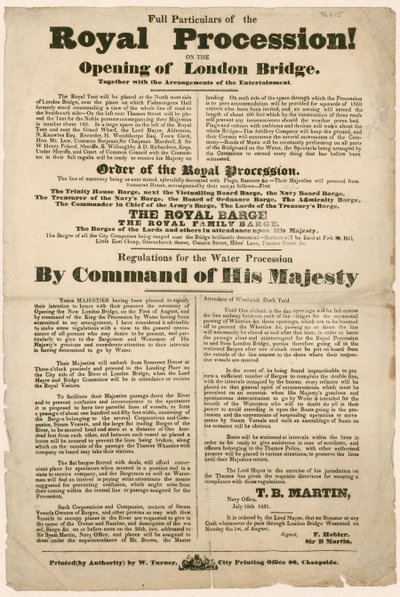 Kuninkaallinen kulkue London Bridgen avajaisissa, 1831 tekijältä English School