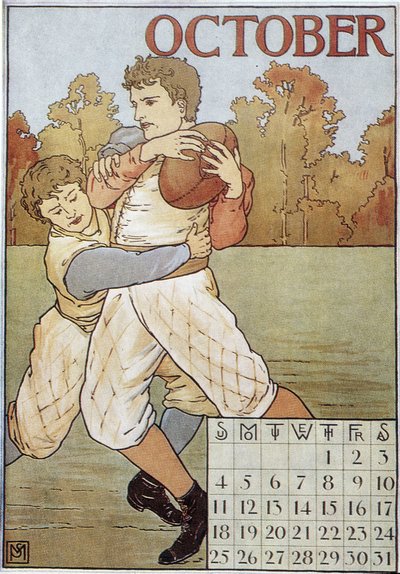 Rugbymen - englantilainen kalenteri, v. 1895 tekijältä English School