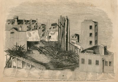 Olympiateatterin rauniot, jotka tuhoutuivat tulipalossa, 29. maaliskuuta 1849 tekijältä English School