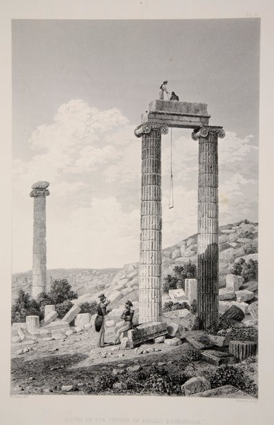 Apollon temppelin rauniot Branchidae, pubi. 1863 litografia. tekijältä English School