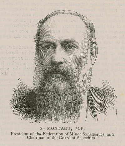 S Montagu, kansanedustaja, Pienten synagogien liiton puheenjohtaja ja Schechitan hallituksen puheenjohtaja tekijältä English School