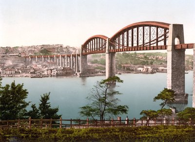 Saltash Bridge, Plymouth (käsin värjätty valokuva) tekijältä English School