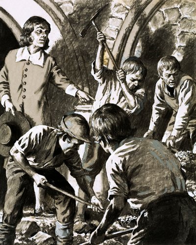 Samuel Pepys tallensi kuinka hän yritti löytää Barksteadin aarreaitta (guassi paperille) tekijältä English School