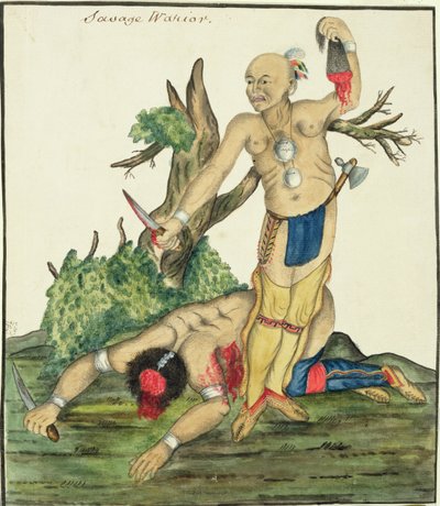 Savage Warrior, n. 1800 (kynä ja wc paperilla) tekijältä English School