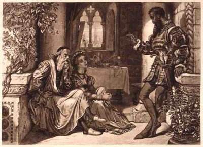 Kohtaus Othellosta, näytös I Scene 3, kirjoittanut William Shakespeare (1564-1616) (kaiverrus) tekijältä English School