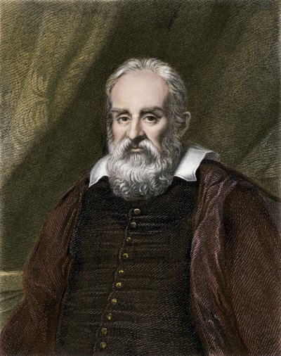 Tieteet ja tutkijat: Galileo Galilei dit Galilei, italialainen tähtitieteilijä (1564-1642). Värikaiverrus. tekijältä English School