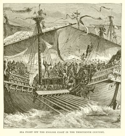 Meritaistelu Englannin rannikolla 1300-luvulla tekijältä English School