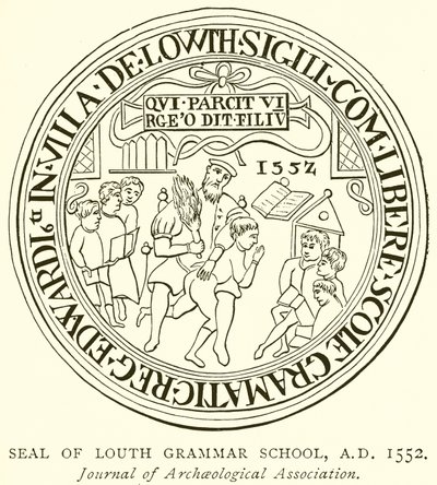 Louth Grammar Schoolin sinetti, 1552 jKr tekijältä English School