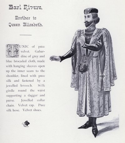 Shakespearen kuningas Richard III: Earl Rivers, kuningatar Elisabetin veli (litho) tekijältä English School
