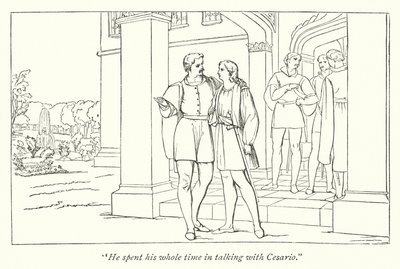 Shakespearen kahdestoista yö; Orsino lähettää Violan Olivialle (kaiverrus) tekijältä English School