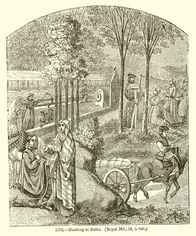 Ampuminen Buttsiin. (Royal MS, 19, o. Viii) tekijältä English School