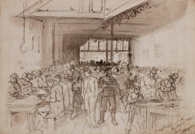 ?Shoreditch, Penny -illallinen Australian Meat Companyssa, n. 1860 (lyijykynä, muste ja pesu paperille) tekijältä English School