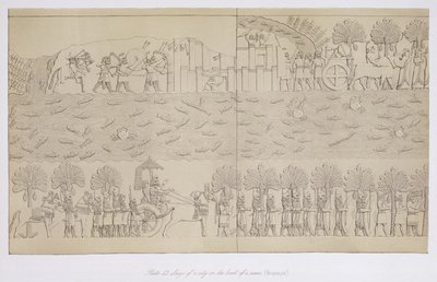 Joen rannalla sijaitsevan kaupungin piiritys, levy 42 Ninivestä ja sen jäännökset, Austen Henry Layard (1817-94), julkaistu 1849 tekijältä English School