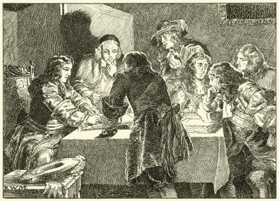 Kutsun allekirjoittaminen William of Orangelle (muste paperille) tekijältä English School