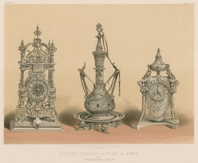 Silver Chased Clocks and Ewer, Barbedienne, Paris tekijältä English School