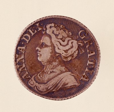 Hopeinen englanti Groschen, kuningatar Anne Stuartin (Iso-Britannian Anne) hallituskausi (1665-1714) 1712. Halk. 2,5 cm Napoli, museo archeologico tekijältä English School
