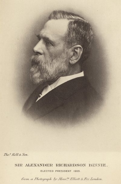 Sir Alexander Richardson Binnie valittiin Institution of Civil Engineersin presidentiksi vuonna 1905 tekijältä English School