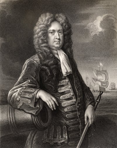 Sir George Rooke, kaiverrettu W. Holl, "The National Portrait Gallery Volume IV" -julkaisusta, julkaistu noin 1820 tekijältä English School
