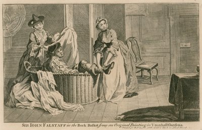Sir John Falstaff buck-korissa, alkuperäisestä maalauksesta Vauxhall Gardensissa Lontoossa tekijältä English School