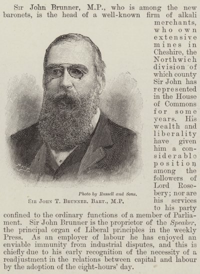 Sir John T Brunner, Baronet, kansanedustaja (kaiverrus) tekijältä English School