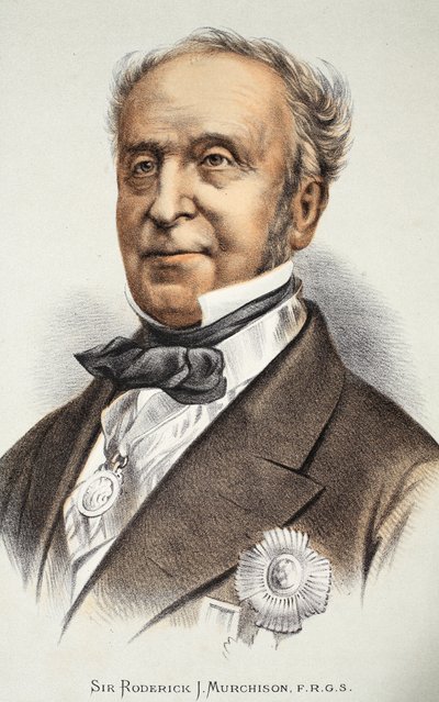 Sir Roderick Murchison, kuvitus J. Ewing Richien David Livingstonen elämän ja löytöjen kuvapainoksesta, pub. kirjoittanut A. Fullarton & Co., 1876 tekijältä English School