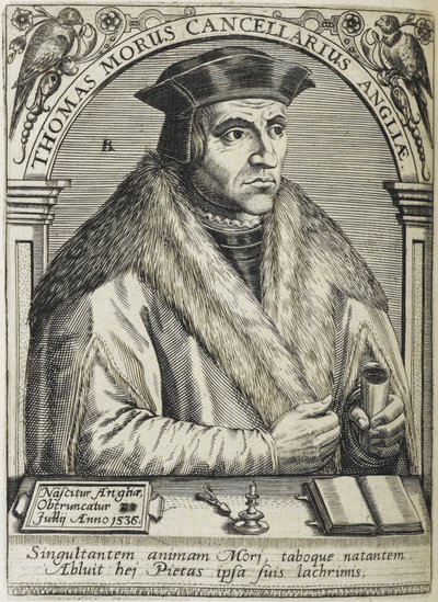 Sir Thomas More, pyhimys, kuva teoksesta "Viidenkymmenen miehen kuvakkeet, joilla on loistava oppiminen ja oppiminen..." tekijältä English School