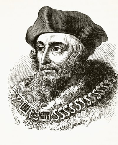 Sir Thomas More, William Hickman Smith Aubreyn (1858-1916) teoksesta The National and Domestic History of England, julkaistu Lontoossa, noin 1890 tekijältä English School