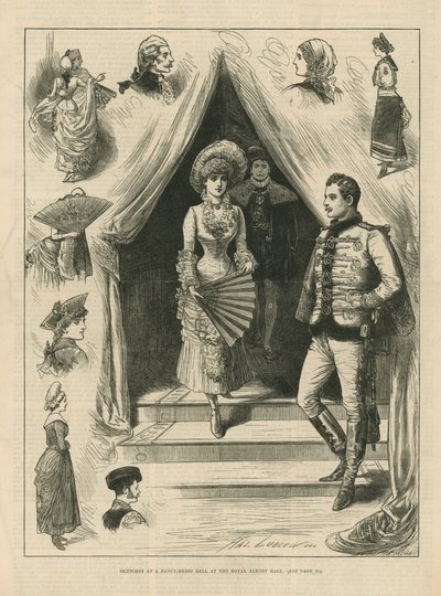 Luonnoksia hienossa mekkojuhlissa Royal Albert Hallissa tekijältä English School