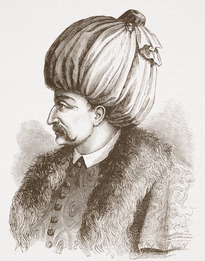 Soliman the Magnificent (julkaisusta Bibliotheque Nationalessa), kuvitus James Aitken Wylien (1808-1890) Protestantismin historiasta, pub. 1878 tekijältä English School