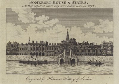 Somerset House and Stairs, Lontoo, sellaisina kuin ne näyttivät ennen niiden purkamista vuonna 1776 tekijältä English School
