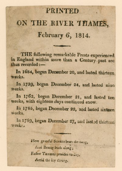 Matkamuisto Frost-messuille vuodelta 1814 tekijältä English School