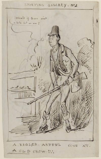 Sporting Gallery No.2, A Regler, Artful Cove at a Old Crow, n. 1825 (kynä ja muste paperille) tekijältä English School