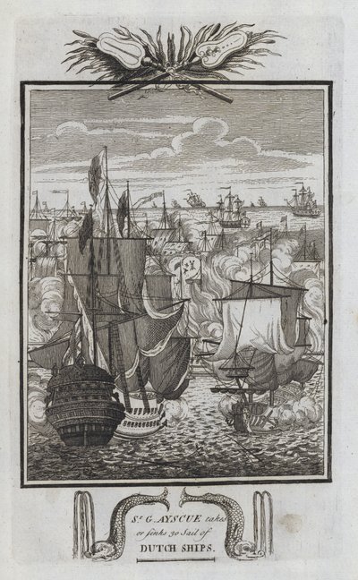 Sr G Ayscue ottaa tai upottaa 30 Sail of Dutch Ships (kaiverrus) tekijältä English School