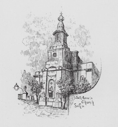 Pyhän Annan kirkko Soho (litografia) tekijältä English School