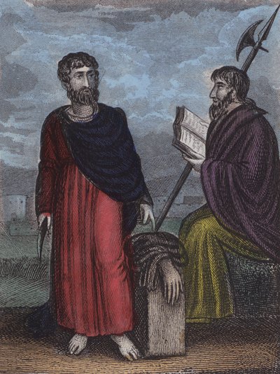 Pyhä Bartolomeus; St Thomas (värillinen kaiverrus) tekijältä English School