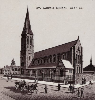 Església de Sant Jaume, Cardiff (litografia) tekijältä English School