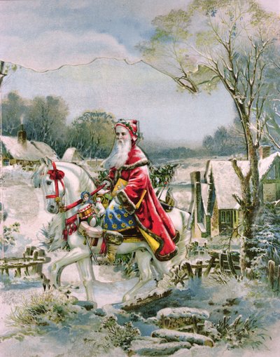 Pyhä Nikolaus, viktoriaaninen joulukortti (painettu) tekijältä English School