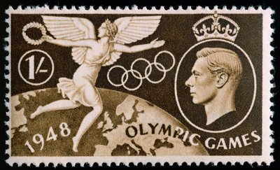 Postimerkki Lontoon vuoden 1948 olympialaisten kunniaksi tekijältä English School
