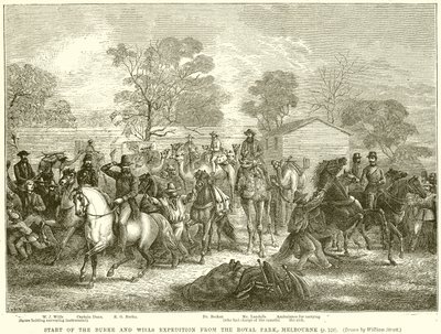 Burke and Wills Expedition aloitus Royal Parkista Melbournessa tekijältä English School