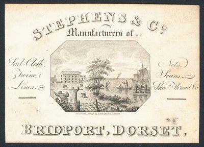 Stephens & Co, purjekankaiden, verkkojen, lankojen, siimien ja kenkälankojen valmistajat, kauppakortti tekijältä English School
