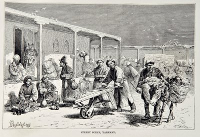 Katukuvaus, Yarkand, Elisee Reclusin kuvitus julkaisusta The Universal Geography, maa ja sen asukkaat, julkaistu 1878 tekijältä English School