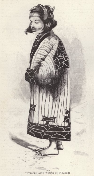 Tattooed Ainu woman of Piratori, Japan (litho) tekijältä English School