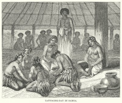 Tatuointipäivä Samoassa (kaiverrus) tekijältä English School