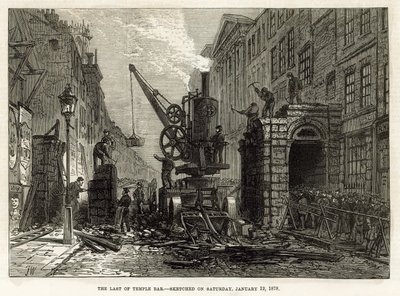 Temple Bar, Lontoo. Purku, 12. tammikuuta 1878 tekijältä English School