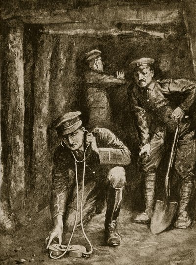 Jännittynyt hetki kaivantokaivostoiminnassa, 1914-1919 tekijältä English School