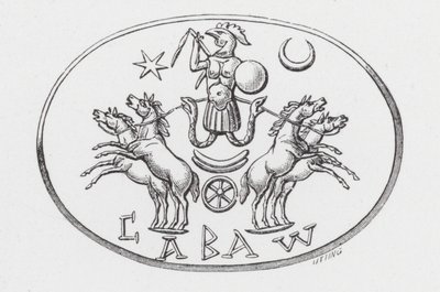 Abraxas-jumala Phoebuksen autossa (kaiverrus) tekijältä English School