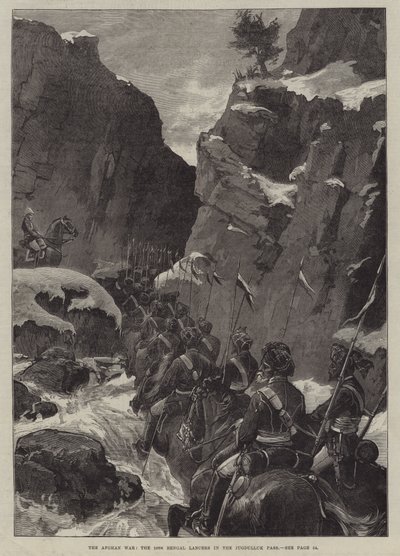 Afganistanin sota, 10. Bengal Lancers Jugdullukin solassa (kaiverrus) tekijältä English School