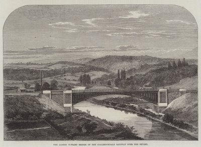 Albert Edwardin silta Coalbrookdalen rautatiellä Severnin yli (kaiverrus) tekijältä English School